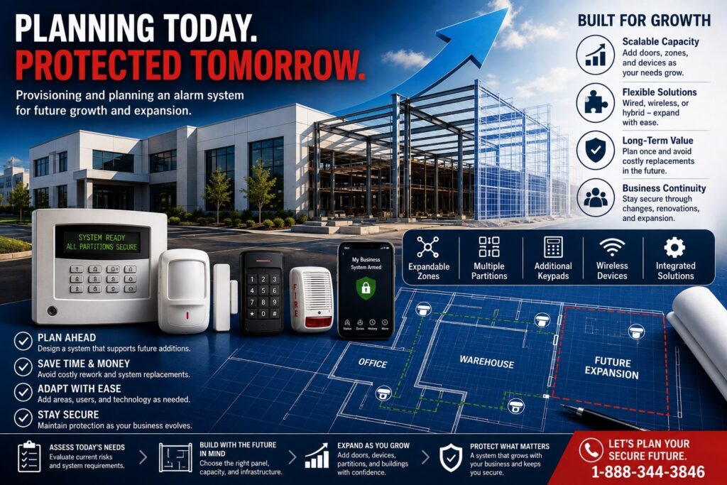 Picture depicting alarm devices and expansion modules i a commercial setting for future proofing your commercial alarm system